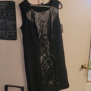 Black Faux Leather Panel Dress